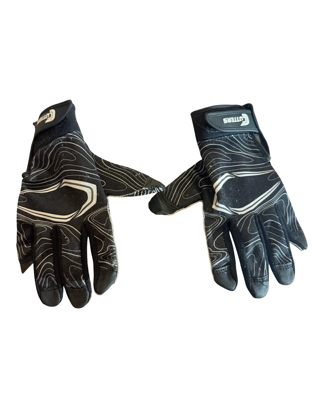 Cutters S150 Game Day Youth Football Receiver Gloves Black/White Topo Size YS/YM